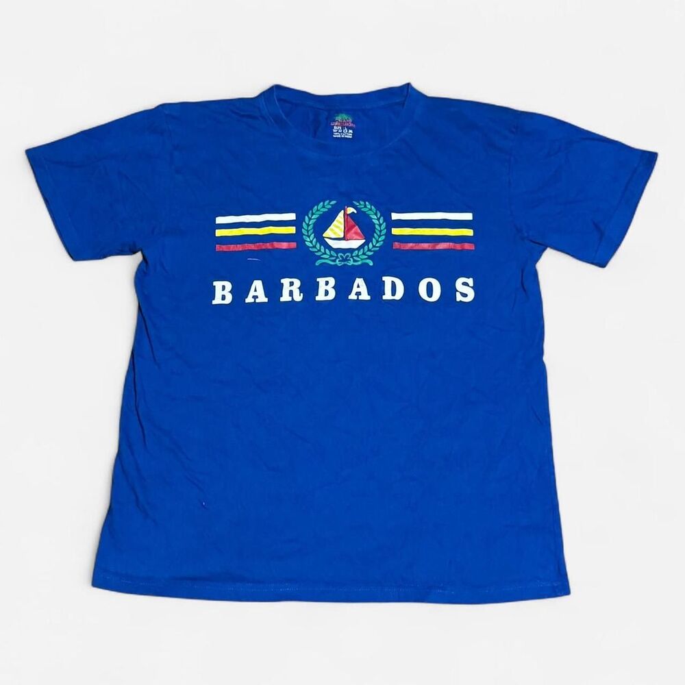 Island expressions blue Barbados Large size (width 21in, length 25in) T shirt